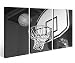 Produktbild Leinwandbild 3 Tlg. Sport Basketball Ball Korb Leinwand schwarz weiß Bild Bilder Holz fertig gerahmt 9R827, 3 tlg BxH:120x80cm (3Stk 40x 80cm)