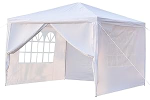 Outvita Tonnelle de Jardin, Tente de Réception Jardin avec 4 Bâches Amovibles pour Fête/Mariage/BBQ, 3x3x2,6m, Blanc