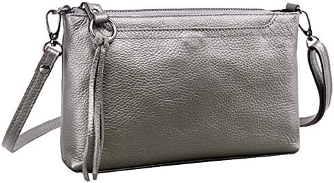SAIERLONG HAD Women's Retro Silver Genuine Leather Small Clutch Shoulder Bag Diagonal Package