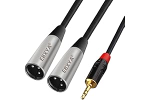 EBXYA Dual 3.5mm (1/8) Mini Jack to 2 XLR Male Cable Y-Splitter 1M