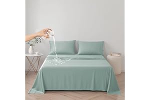 DUJUIKE Waterproof Bed Sheet Cover, Pet Hair Resistant for Dogs and Cats, Mattress Protector for Children, Bed Liner With Breathable Fabric (Green, Cal King/King 230 x 250 cm)