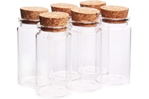 Danmu Art 6 pcs 100ml 47 mm x 90mm Glass Jars with Cork Stoppers Mini Glass Bottles Spice Jars Glass Storage Preserving Jars