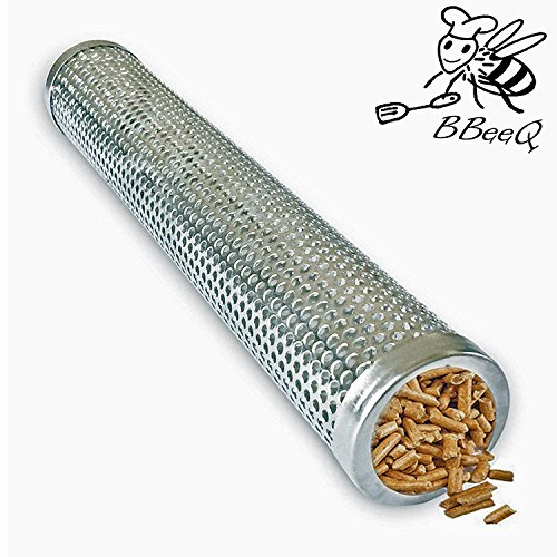 BBeeQ® Räucherröhre 30cm aus Edelstahl - bester Kaltrauch-Erzeuger für Gasgrill und Kohlegrill - Räucherbox, Pellet-Smoker
