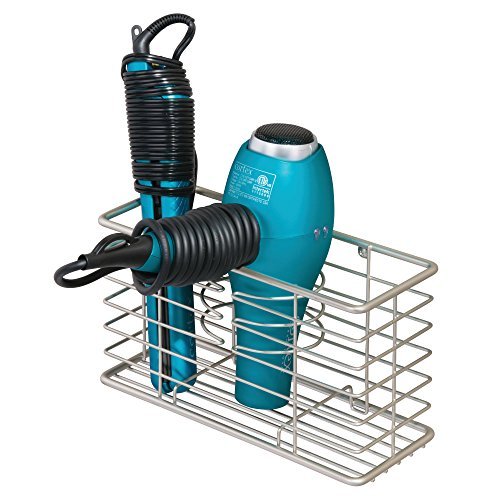 mDesign Organizador de baño Ideal también para Plancha Pelo Soporte para  secador de Pelo sin Perforaciones en Color Cromado Almacenamiento y  organización Hogar y cocina