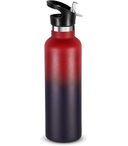 Volhoply 1 L Geïsoleerde Waterflessen 2 Pak Met Rietje Deksel & Tuit Deksel, Roestvrij Staal Sport Waterfles, Dubbele Wand Vacuüm, Lekvrije Brede Mond Metalen Fles Voor Wandelen, Kamperen