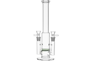 RORA Bong en Verre alvéolé Double Joint 18mm Pipe à Eau Percolator Recycler Pipes à Fumer (Green)
