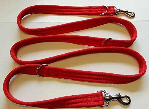 20mm-RED-SUPER-SOFT-Cushion-Airweb-Webbing-85-210cm-Adjs-Dog-Training-Police-style-Lead-6-way-lead-8-COLOURS