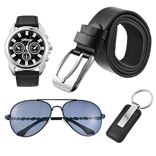 Souarts Herren Geschenkset mit Armbanduhr Sonnenbrille Grtel Schlsselanhnger Geschenkset fr Herren Souarts Herren Geschenkset mit Armbanduhr Sonnenbrille Grtel Schlsselanhnger Geschenkset fr Herren