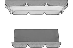 QOXEZY Replacement Canopy Swing Chairs, 3 Seater Garden Swing Seat Canopy Cover, Garden Swing Canopy Cover + Swing Seat Cover, Waterproof & Sunproof(Gray 164x114x15cm)