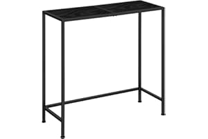 CADUKE Tavolo consolle nero, moderno tavolo da corridoio con piano in legno, tavolo d'ingresso con robusto telaio in acciaio, tavolo da presentazione stretto per piccoli spazi, ingresso, soggiorno,