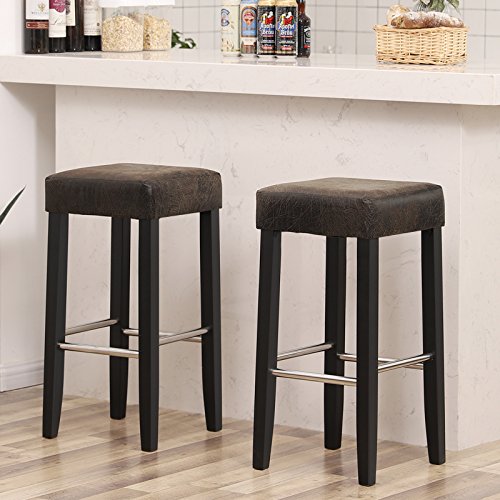SONGMICS Barhocker 2er Set, gepolsterter Barstuhl, Sitzhöhe 72 cm