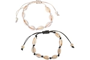 ‎ZKGYUS ZKGYUS 2 Stück Muschelkette Muschel Armband Fußkette Natürliche Kaurimuschel für Damen Mädchen Schwarz Weiß Blau