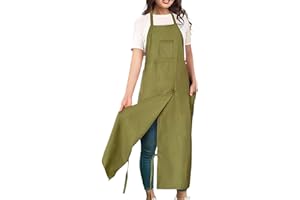 Besreey Tablier Argile - Tablier Long Couvrant Grande Taille - Tablier Multifonction 3 Poches pour Sculpture Céramique Poterie Peinture Cuisine Jardinage