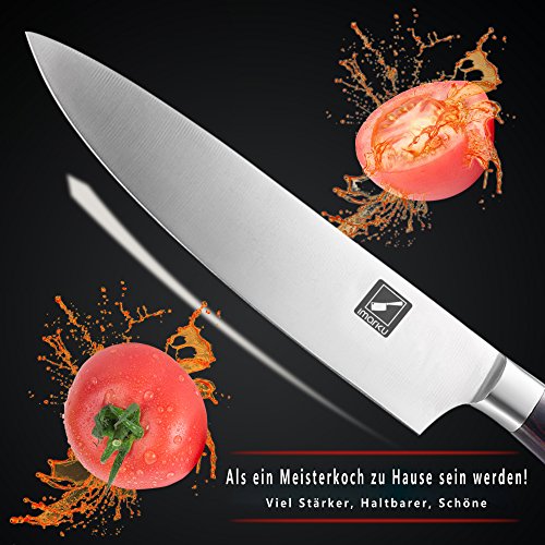 Küchenmesser, Imarku Professionelle 20cm Kochmesser, Gemüsemesser, Chefmesser, Allzweckmesser, Kartoffelschälmesser aus hochwertigem Carbon Edelstahl mit Präzisions-Schneidekante und mit ergonomischem Griff - 3
