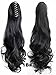 Queen Wig Long wave Ponytail Claw Clip in on Hair Piece Extension Hairpiece - #1b Natural Black