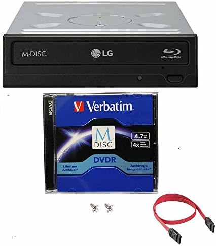 LG 16X Blu-ray M-Disc CD DVD BDXL BD Bluray Burner Drive with FREE 1pk Mdisc DVD + Cable & Mounting Screws WH16NS40…