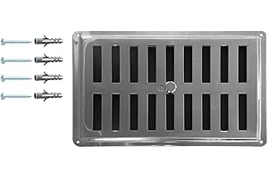 DEMLOU Rejilla de Ventilación Ajustable de Acero Inoxidable No Magnético, INOX AISI 316, Rejilla de Salida/Entrada de Aire, Difusor de Aire para Cocinas y Baños. (23 x 15 cm)