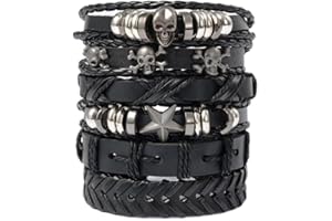 RubyTint 3pcs Punk Leather Bracelet Set for Men and Women – Adjustable Silver Studded Gothic Rock Wristbands, Vintage 80s Spike Cuff Bangles for Halloween Cosplay Party Accessories