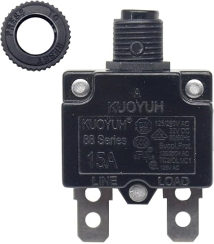 KUOYUH 98 Series 25A Circuit Breaker – 125/250VAC, 32-50VDC, 50/60Hz, 1 Piece, Black