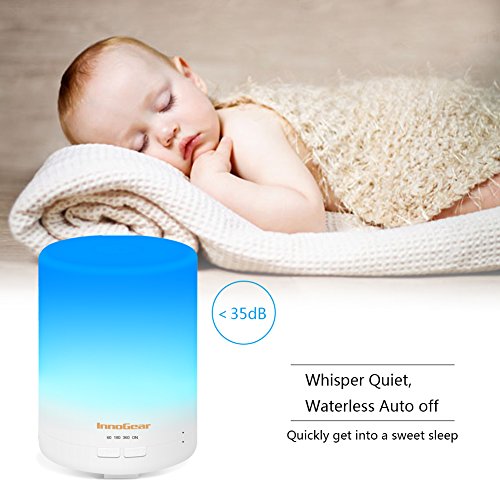 InnoGear 300ml Aroma Diffuser ätherisches Öl Diffusor tragbarer Ultraschall Aromatherapie Diffusoren mit Farbe LED Lichter ändern und wasserlose Auto Abschaltung Funktion - 5