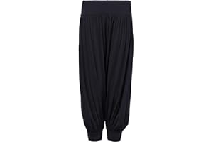 GirlzWalk ® ­ Girls Kids Dance Full­ Length Plain Harem H­areem Trousers Pants Ag­e 5-13­ Year Old-(Black, 13 Years Old)