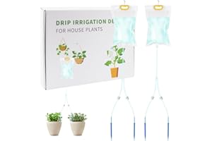 WISDOMGARDEN 2 Stück 3.5L Pflanzenbewässerer für Zimmerpflanzen-Automatische Tropfbewässerungssysteme für pflanzen-Tropfbewässerungsbeutel mit einstellbarem Durchfluss-Zwei Tropfer pro Beutel-Garten Geschenke