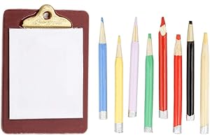 Odoria 1/12 Miniatura Portapapeles y 8pz Lápices de Colores Decorativo para Casa de Muñecas