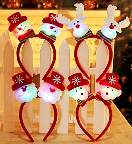 Cute Christmas Head Clasp, MCHSHOP Xmas Headband And Flashing Hair Hoop Christmas Party Supplies (Set 5)