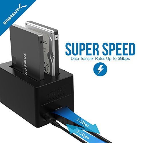 Sabrent USB 3.0 zu SSD / 2.5″ SATA Dual Bay Festplatten Docking Station für SSD / 2.5″ HDD mit Festplatten -Kopierer / Kloner Funktion [unterstützt UASP, Unterstützt – 6 TB+] (DS-2SSD) - 7