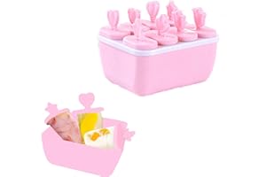 ALELYER Moules à Glaces,Moule Esquimaux,6 Cavités DIY Moules pour Glaces,Lot de Moules à Sucettes Glacées Amovibles avec Base,Moule à Glace Popsicle Réutilisable,Moule Glace pour Enfants et Adultes (Rose)
