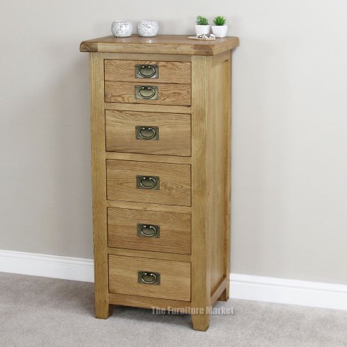 Cheshire Oak 5 Drawer Tallboy Chest