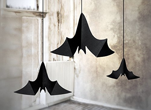 Hänger 'Fledermaus' schwarz, 47x23, 37x19, 31x14 cm, 3 Stück - Halloween Dekoration