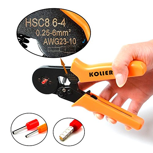 KOLIER Crimpzange Set, 0.25-6mm² Crimpwerkzeug mit 800 Aderendhülsen, Verstellbare Ratsche Stecker Crimper Werkzeuge mit Isolierdraht Steckverbinder - 3