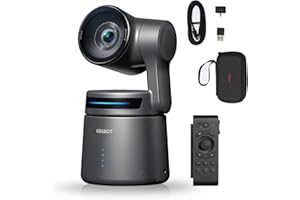 OBSBOT Tail Air NDI 4K Webcam Streaming with Smart Remote, AI Tracking PTZ Camera with Intelligent APP, Gesture, HDMI/PoE/USB-C/Wireless Webcam, 60FPS Video Camera Live Streaming for Church/Sports