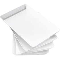 Lifewit 4PCS Plateaux De Service Divisés En Plastique Blanc - Plateaux Repas Réutilisables