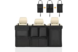 URAQT Borse per Bagagliaio Auto, Grande Capacità Organizzatore per Veicoli con Cerniere Rimovibili, Multi-tasca Portaoggetti Auto, Dotato di Gancio Elastico e Serratura Fibbia per Jeeps SUV e Vans (M)