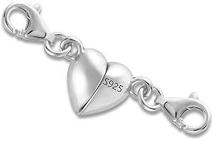 ‎KISSPAT Silber 925 Magnetverschluss für Kette, Herz Magnetverschluss Halsketten Armband Verschluss Magnetverschluss Doppel Karabinerverschluss für Ketten Halskette Armband Zubehör für DIY-Schmuckherstellung