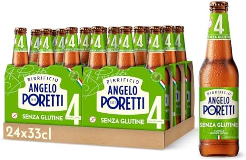 Birrificio Angelo Poretti Birra 4 Luppoli SENZA GLUTINE, Cassa con 24 Bottiglie da 33cl, Birra Lager Senza Glutine, Gusto Delicato, Gradazione Alcolica 4.8% Vol