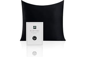 RUIPTSKE Oeko-TEX® Jedwabna poszewka na poduszkę w 100% z jedwabiu, certyfikat 22 Momme, właściwości skóry i włosów, przeciw starzeniu się, przeciw roztoczom (40 x 40 cm, czarna)