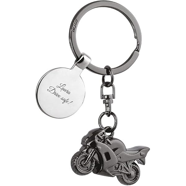Porte-Clés Moto Personnalisable En Aluminium - Gravure Laser Avec Texte, Cadeau Pour Motard Homme Ou Femme