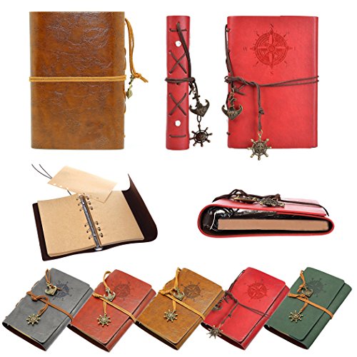 Tinksky Vintage Notizbuch klassische PU Leder Cover Journal Notebook Retro Spirale Ringbuch Tagebuch - 2
