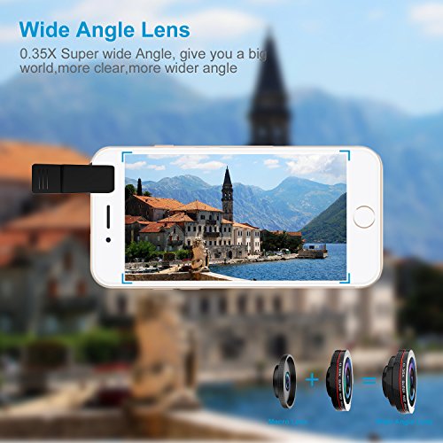 oldshark? 3 in 1 Clip Kits 180 Grad Fischaugen Objektiv + 0,65 x Weitwinkel + 10 x Macro Objektiv für iPhone iPad Samsung Blackberry und die meisten Handys Schwarz - 3