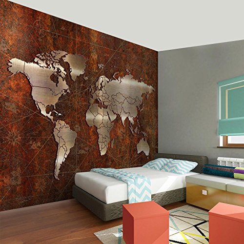 Fototapete Weltkarte 396 x 280 cm – Vliestapete – Wandtapete – Vlies Phototapete – Wand – Wandbilder XXL – !!! 100% MADE IN GERMANY !!! Runa Tapete 9031012a - 5