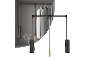 QARIDO Barre Penderie Escamotable, À Charge 30 Kg, Porte-manteau Réglable, Tringle À Vêtements, Garde-robe, Largeur Réglable 93-125cm, Montage au Sol, Acier Inoxydable, Métal