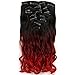 Neverland Beauty 55cm 7Pcs 16 Clips Clip in Triple Ombre Three Tone Synthetic Curly Wavy Hair Extensions Brown Black to Dark Red to Red