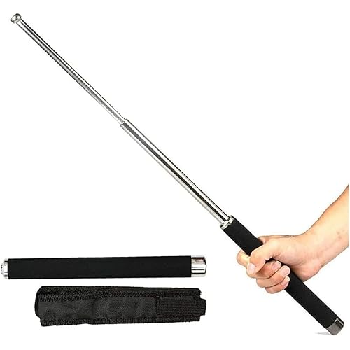 Stainless Steel Self-Defense Foldable Pointer & Safety Hiking Stick | Compact, Extendable Wand with Comfortable Grip & Nylon Bag | Ideal for Car, Office, Indoor & Outdoor Use (Tool Kit Silver)