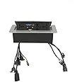Shatech Conference Table Connectivity and Data Box HDMI VGA RJ45 USB 3.5 mm Audio Power Hidden Multimedia Desktop Socket (Silver)