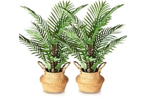 Kazeila Artificial Palm Plants 70cm Areca Palm Trees Decorative Artificial Plastic Plants with 9 Trunks Fake Leaves Indoor Home Office Decor(2 Pack)