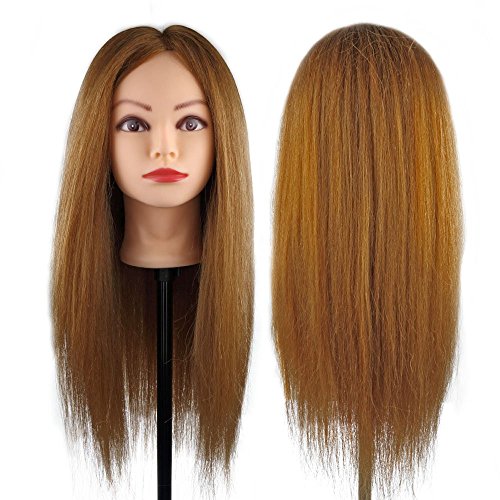 Training Head Cosmetology Hairdressing, CoastaCloud Mannequin Manikin Dolls Head 26 Inch 98% Real Hair Practice Training Hair + Table Clamp