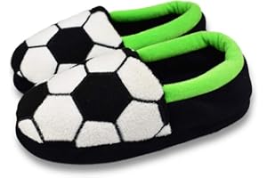 Tirzrro Little Kids Big Boys Warm Slippers with Soft Memory Foam Slip-on Indoor Football Slippers
